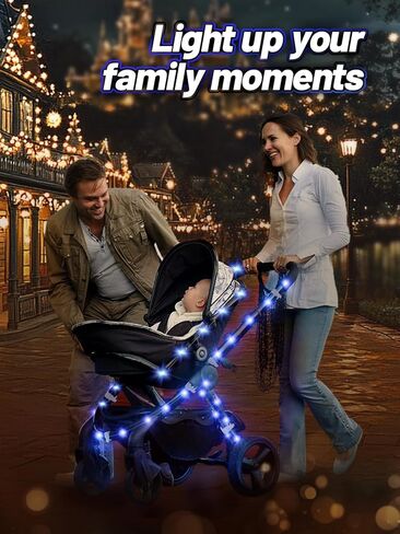 9.8FT Stroller Lights - Durable Baby Stroller Lights for Walking at Night, Make The Stroller Visible, with Cable Ties, LED Lights for Stroller Accessories Bikes, Multicolor in Kuwait