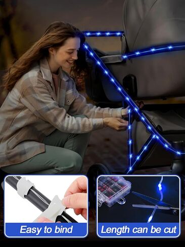 9.8FT Stroller Lights - Durable Baby Stroller Lights for Walking at Night, Make The Stroller Visible, with Cable Ties, LED Lights for Stroller Accessories Bikes, Multicolor in Kuwait