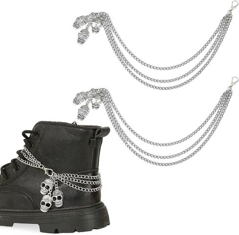 2Pcs Punk Goth Shoe Chains Skull Boot chains Skeleton Hand Shoe Charms Shoes Sneakers Martin Boots Accessories Stuff in Saudi Arabia