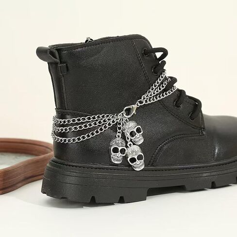 2Pcs Punk Goth Shoe Chains Skull Boot chains Skeleton Hand Shoe Charms Shoes Sneakers Martin Boots Accessories Stuff in Saudi Arabia