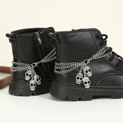 2Pcs Punk Goth Shoe Chains Skull Boot chains Skeleton Hand Shoe Charms Shoes Sneakers Martin Boots Accessories Stuff in Saudi Arabia