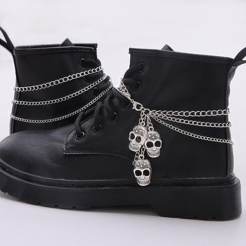 2Pcs Punk Goth Shoe Chains Skull Boot chains Skeleton Hand Shoe Charms Shoes Sneakers Martin Boots Accessories Stuff in Saudi Arabia