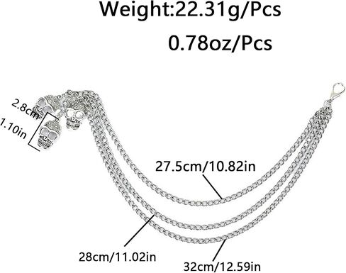 2Pcs Punk Goth Shoe Chains Skull Boot chains Skeleton Hand Shoe Charms Shoes Sneakers Martin Boots Accessories Stuff in Saudi Arabia