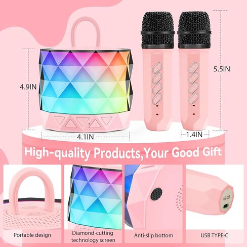 Dinosaurs Mini Karaoke Machine for Kids, Easter Birthday Gifts for 3 4 5 6 7 8 9 10 11 Year Old Boy, Toddler Toys for Boys Ages 3-12, Portable Bluetooth Speaker, Gift for Family Party Housewarming in Kuwait