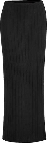 Milumia Women's High Waist Ribbed Knit Long Pencil Skirt Casual Bodycon Maxi Skirts in Saudi Arabia