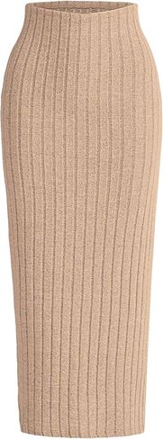 تنورة طويلة نسائية من Milumia بخصر عالٍ ومتماسكة ومضلعة، تنانير طويلة غير رسمية in Kuwait