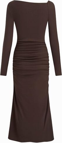 CIDER Women's Long Sleeve Maxi Dress Asymmetrical Ruffle Hem Bodycon Evening Party Dress in Saudi Arabia