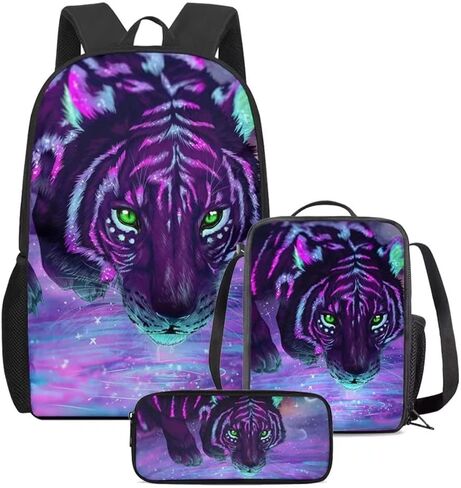 Cumagical Kids Backpack Fashion Purple Tiger Print for Boys Girls Lightweight Daypack in Saudi Arabia