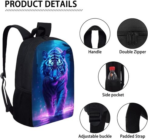 Cumagical Kids Backpack Fashion Purple Tiger Print for Boys Girls Lightweight Daypack in Saudi Arabia