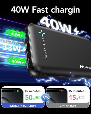 Portable Charger,Slimmest 10000mAh 22.5W PD Power Bank, USB C in&Out High-Speed Charging Battery Pack Compatible with iPhone 16 15 14 13 X Samsung S22 S21 Google iPad etc in Saudi Arabia