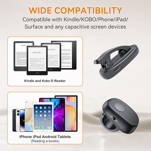 أداة تحويل الصفحات بحلقة الإصبع لجهاز Kindle Paperwhite، جهاز التحكم عن بعد لقارئات Kindle Paperwhite Kobo لأجهزة iPad اللوحية وقراءة الروايات وملحقات قراءة الكتب الإلكترونية لـ Kindle، وردي in Kuwait