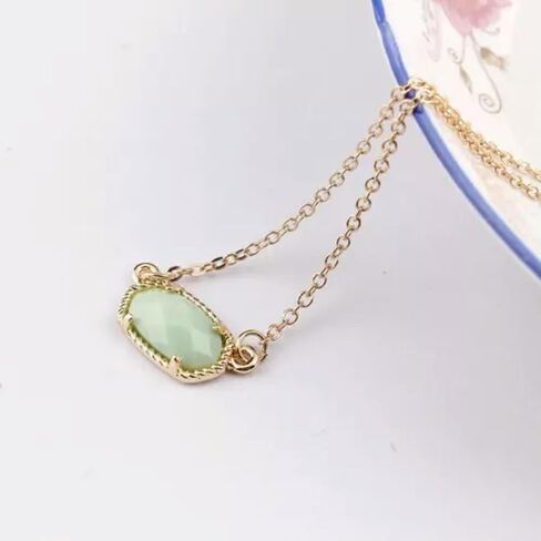 Dainty Oval Small Resin Stone Choker Necklace for Women Short Chain Necklaces-Gold Coral in Saudi Arabia