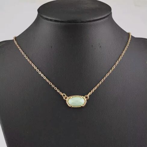Dainty Oval Small Resin Stone Choker Necklace for Women Short Chain Necklaces-Gold Coral in Saudi Arabia
