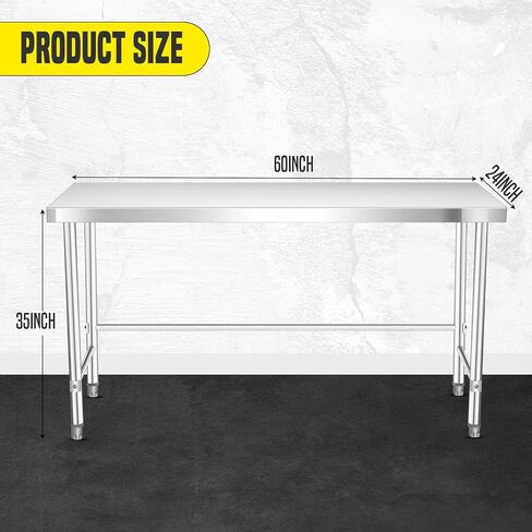 Stainless Steel Table 36x24 Inch with Wheels, Commercial Home Kitchen Prep Work Metal Table with Open Base in Kuwait