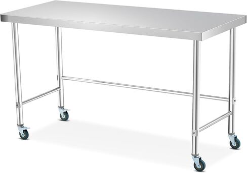 Stainless Steel Table 36x24 Inch with Wheels, Commercial Home Kitchen Prep Work Metal Table with Open Base in Kuwait