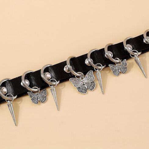 Gothic Butterfly Leather Choker Necklace for Women Black PU Collar Spike Butterfly Necklace Vintage Choker Collar Y2k Punk Goth Jewelry Gifts in Saudi Arabia