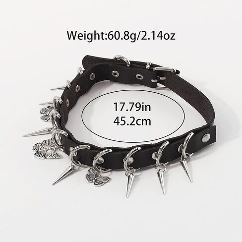 Gothic Butterfly Leather Choker Necklace for Women Black PU Collar Spike Butterfly Necklace Vintage Choker Collar Y2k Punk Goth Jewelry Gifts in Saudi Arabia