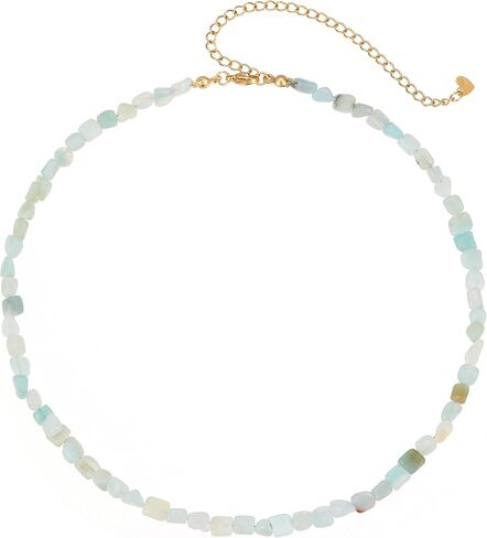 Wellike Beaded Necklaces For Women Trendy Dainty Choker Necklace Chain 18k Gold Plated Natural Stone Handmade Everyday Bead Necklaces Fashion Healing Crystal Jewelry in Saudi Arabia