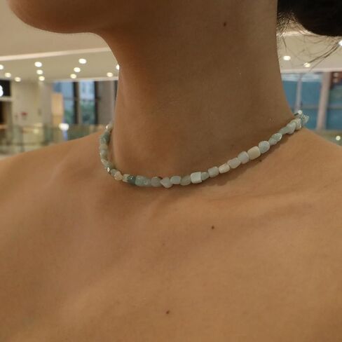 Wellike Beaded Necklaces For Women Trendy Dainty Choker Necklace Chain 18k Gold Plated Natural Stone Handmade Everyday Bead Necklaces Fashion Healing Crystal Jewelry in Saudi Arabia