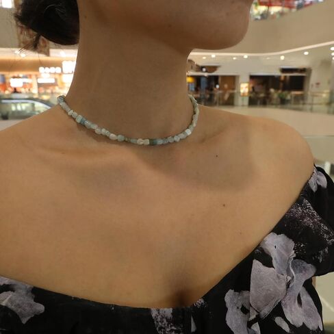 Wellike Beaded Necklaces For Women Trendy Dainty Choker Necklace Chain 18k Gold Plated Natural Stone Handmade Everyday Bead Necklaces Fashion Healing Crystal Jewelry in Saudi Arabia