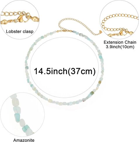 Wellike Beaded Necklaces For Women Trendy Dainty Choker Necklace Chain 18k Gold Plated Natural Stone Handmade Everyday Bead Necklaces Fashion Healing Crystal Jewelry in Saudi Arabia