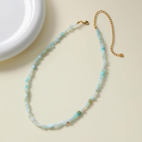 Wellike Beaded Necklaces For Women Trendy Dainty Choker Necklace Chain 18k Gold Plated Natural Stone Handmade Everyday Bead Necklaces Fashion Healing Crystal Jewelry in Saudi Arabia