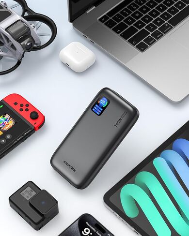 AsperX Power Bank,24,000mAh 145W Portable Charger,TFT Smart Display,3-Port USB C PD 3.1 Fast Charging Battery Pack for Laptop MacBook,ipad,iPhone 15/14/13, Dell XPS, Galaxy S24, Steam Deck, AirPods in Kuwait