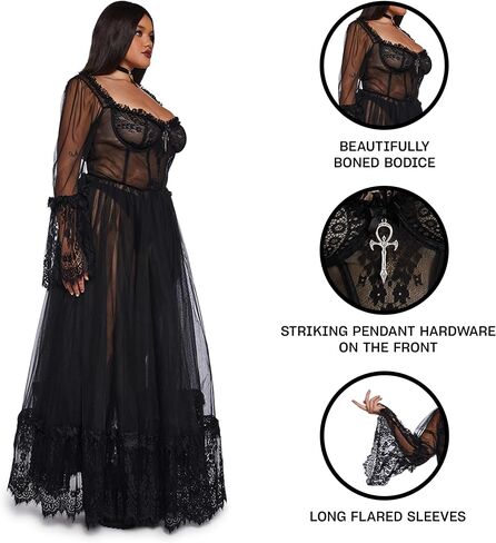 Dolls Kill Dance with Death Maxi Dress by Widow - Sheer Mesh Dress Perfect for Whimsy Goth Fashion in Saudi Arabia