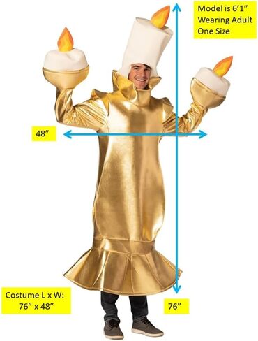 Rasta Imposta Candelabra Costume Candlelit Candle Womens Mens Play Dress Up Party Cosplay Costumes, Adult One Size in Saudi Arabia