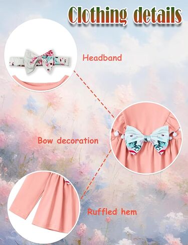 ملابس للفتيات الصغيرات ذات اللون الصلب وأكمام مكشكشة، وبنطلونات زهرية مع عصابة رأس لفصل الخريف والشتاء، ملابس للفتيات الصغيرات in Kuwait