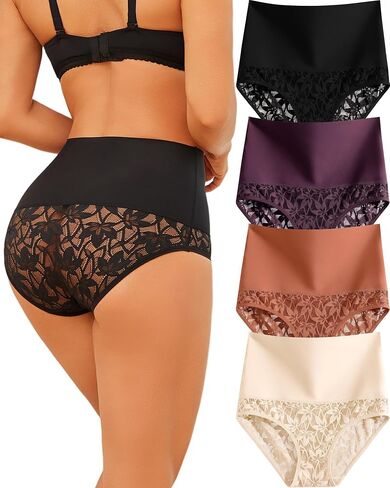 Tummy Control Underwear for Women High Waisted Lace Sexy Panties Breathable Plus Size Brief in Saudi Arabia
