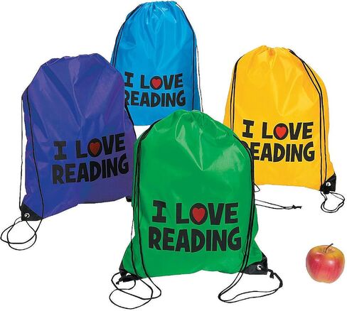 Fun Express - I Love Reading Backpacks - Apparel Accessories - Totes - Novelty Totes - 12 Pieces in Saudi Arabia