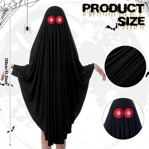 Mepase 3 Pcs Halloween Mothman Costume Accessories Include Black Cloak Cape Light Red Eyes Glasses and Feather Headband for Unisex Adults Women Men Spooky Outfits Fancy Dress Cosplay Party in Saudi Arabia