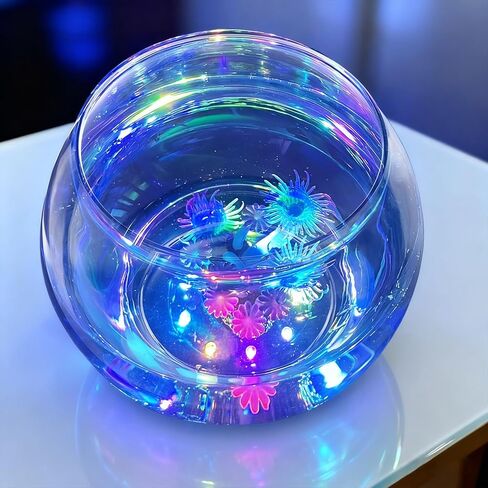 hygger 0.5 Gallon/1 Gallon Glass Fish Bowl with LED Light and Decor, Small Round Betta Fish Tank Goldfish Bowl, Round Clear Unbreakable Aquarium/Vase/Hydroponic Plant Terrarium, Nice Centerpieces in Kuwait