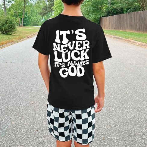 KIEKIECOO God Christian Shirts for Boys Bible Verse Letter Printed T Shirts Faith Religious Shirt for Kids Cotton Casual Tops in Saudi Arabia
