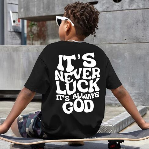 KIEKIECOO God Christian Shirts for Boys Bible Verse Letter Printed T Shirts Faith Religious Shirt for Kids Cotton Casual Tops in Saudi Arabia