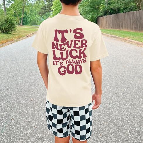 KIEKIECOO God Christian Shirts for Boys Bible Verse Letter Printed T Shirts Faith Religious Shirt for Kids Cotton Casual Tops in Saudi Arabia