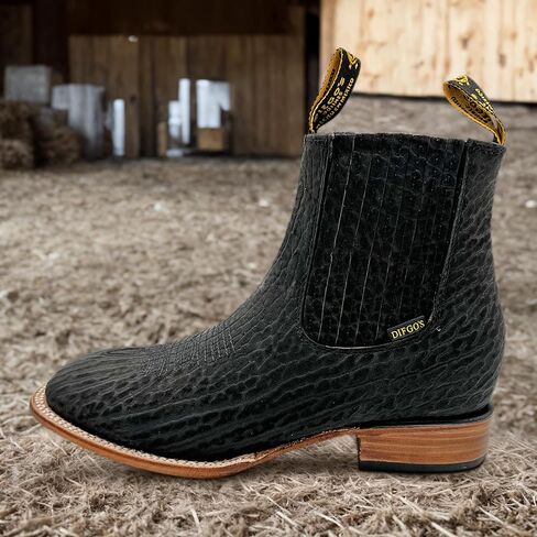 The Western Shops Mens Square Toe Ankle Western Cowboy Boot Dress Ankle Chelsea Boots in Saudi Arabia