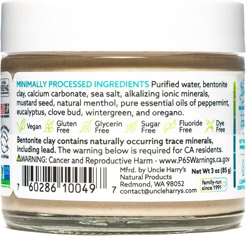 Uncle Harry's Peppermint Remineralizing Toothpaste | Natural Whitening Toothpaste Freshens Breath & Promotes Enamel | Vegan Fluoride Free Toothpaste in Kuwait