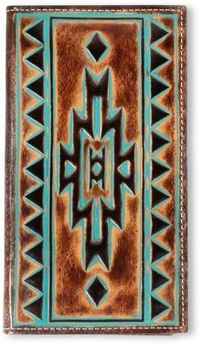 ARIAT Rodeo Turquoise Outline Southwest Wallet, Brown in Saudi Arabia