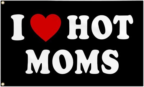 I Love Moms Flag - I Heart Hot Moms Funny Tapestry for Teen Girls Room Bedroom College Dorm - Mother's Day Birthday Valentines Day Decorations Banner Gifts in Saudi Arabia