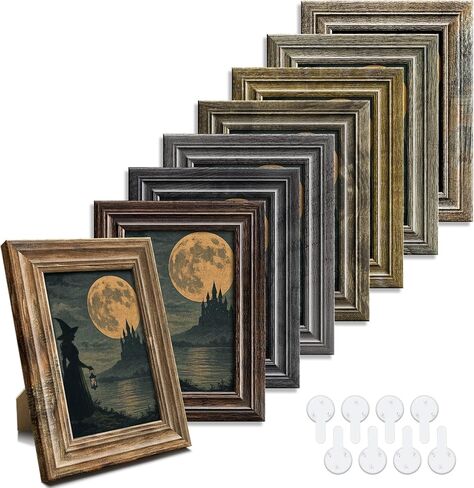 4x6 Picture Frames Set of 8,Classic American Vintage Rustic Farmhouse Style Photo Frames, High Definition Real Glass,for Tabletop or Wall Hanging in Saudi Arabia