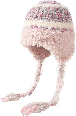 WUOHDW النساء الشتاء شيربا قبعات صغيرة الشتاء قبعة إيرفلاب قبعة منسوجة تزلج الثلوج القبعات متماسكة الجمجمة قبعات الطقس البارد قبعة تدفئة in Kuwait