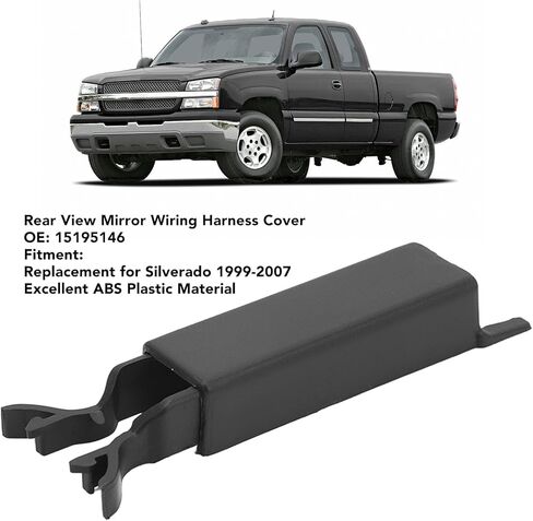 Mirror Wiring Cover, Black Rear View Mirror Wiring Harness Cover ABS Impact Car Windshield Rearview Mirror Wiring Cover 15195146 Replacement Fit for 1999‑2007 in Saudi Arabia