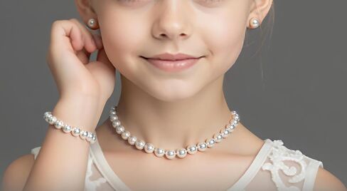 Pearl Necklace Set for Women and Girls, 8mm Glass Faux Pearl Includes Bracelet & Stud Earrings, 3-Piece Costume Jewelry Set, Wedding Bridesmaid Prom Gifts in Saudi Arabia