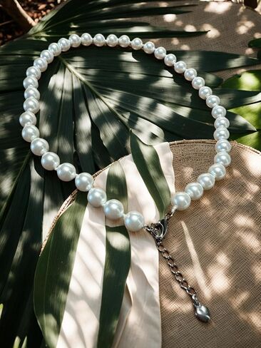 Pearl Necklace Set for Women and Girls, 8mm Glass Faux Pearl Includes Bracelet & Stud Earrings, 3-Piece Costume Jewelry Set, Wedding Bridesmaid Prom Gifts in Saudi Arabia