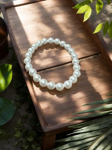 Pearl Necklace Set for Women and Girls, 8mm Glass Faux Pearl Includes Bracelet & Stud Earrings, 3-Piece Costume Jewelry Set, Wedding Bridesmaid Prom Gifts in Saudi Arabia