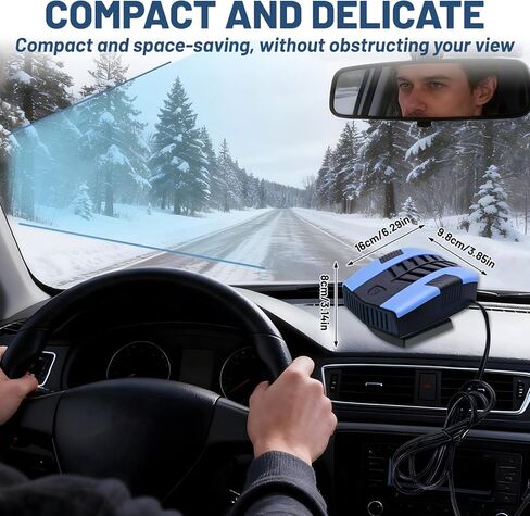 سخان السيارة، سخانات السيارة المحمولة 12 فولت ومزيل الصقيع، وصل سخان السيارة لمزيل ضباب الزجاج الأمامي مع سخانات السيارة الدوارة 360 درجة (أزرق) in Kuwait