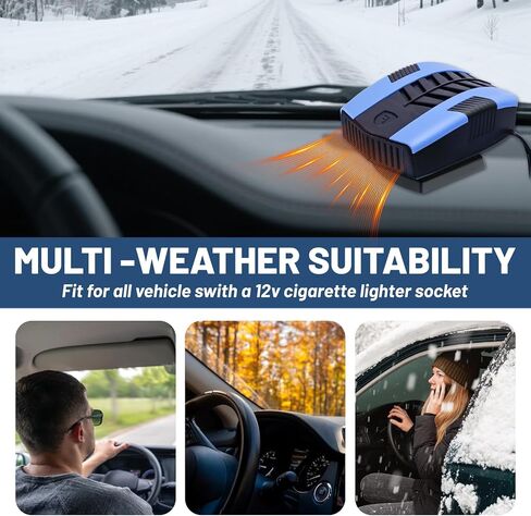 سخان السيارة، سخانات السيارة المحمولة 12 فولت ومزيل الصقيع، وصل سخان السيارة لمزيل ضباب الزجاج الأمامي مع سخانات السيارة الدوارة 360 درجة (أزرق) in Kuwait
