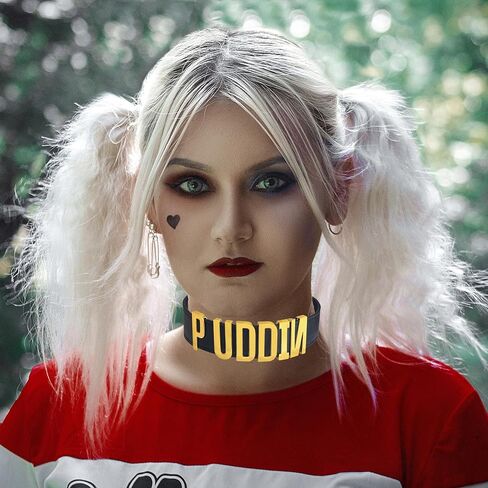 Puddin Choker Bracelet Set for Women Punk Letter Collar Leather Necklace Bracelet for Halloween Costumes Cosplay Accessories in Saudi Arabia